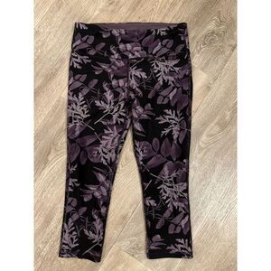 Marika Sport Purple Glassy Fern Mid Rise Cropped Leggings Large‎